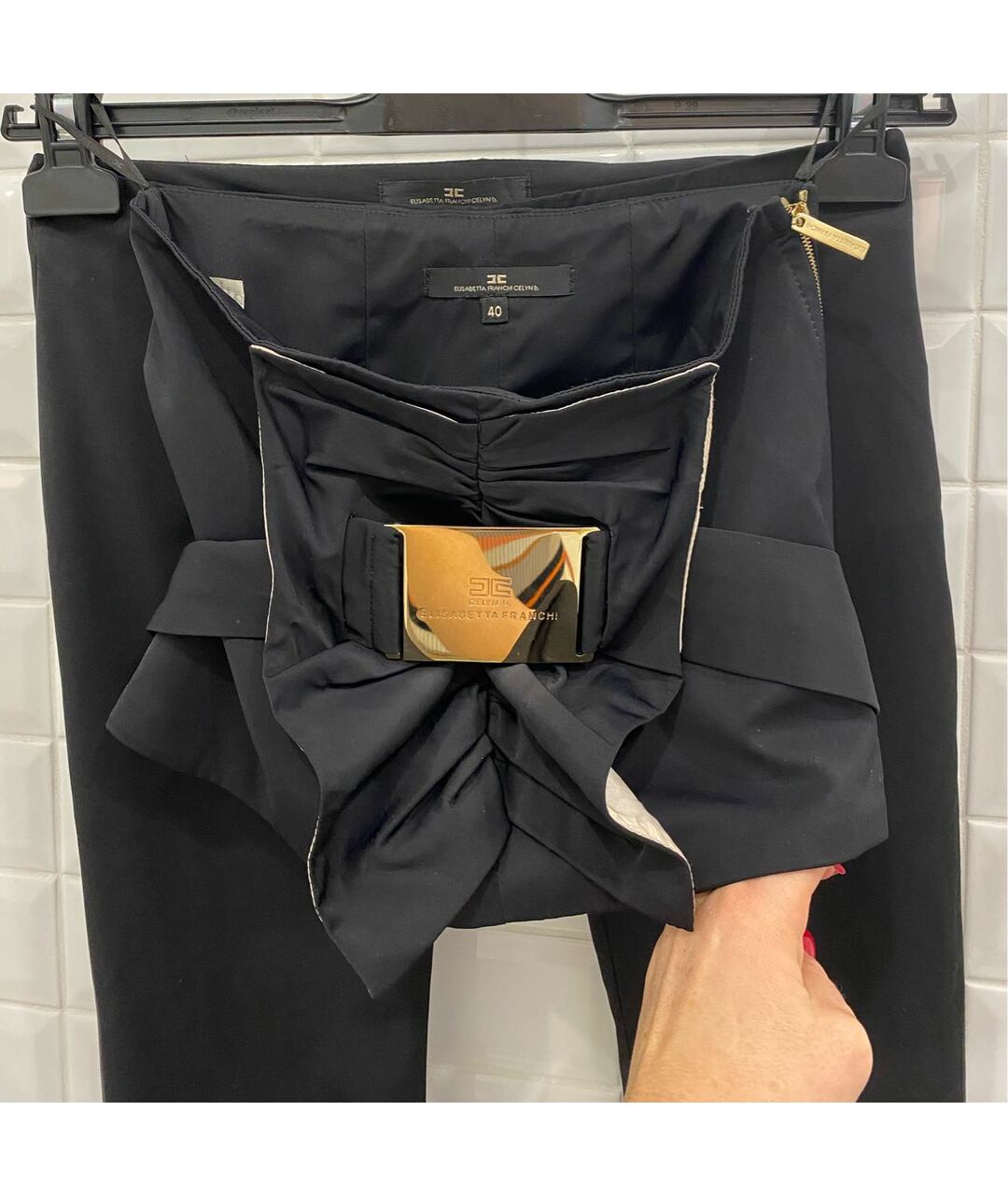 ELISABETTA FRANCHI Черный полиамидовый костюм с брюками, фото 9