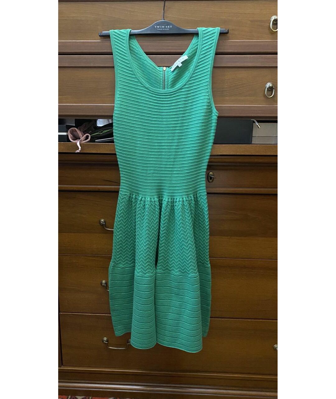 SANDRO Зеленые вискозное платье, фото 4