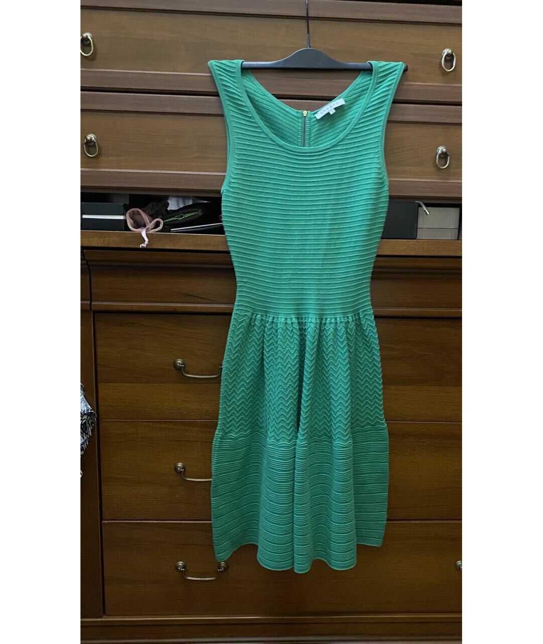 SANDRO Зеленые вискозное платье, фото 7