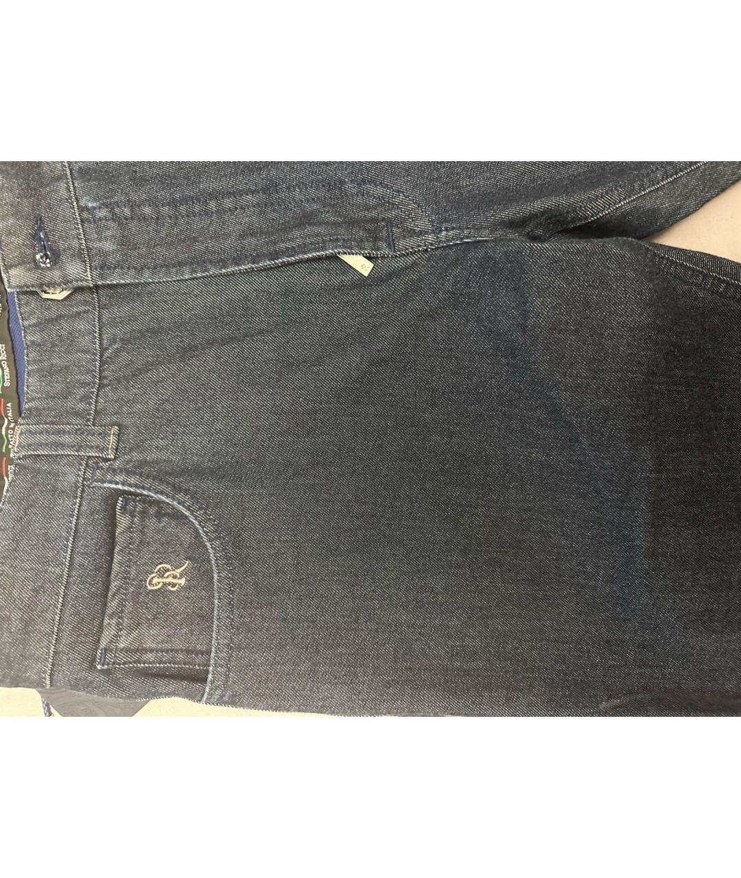 STEFANO RICCI Темно-синие хлопко-эластановые прямые джинсы, фото 6