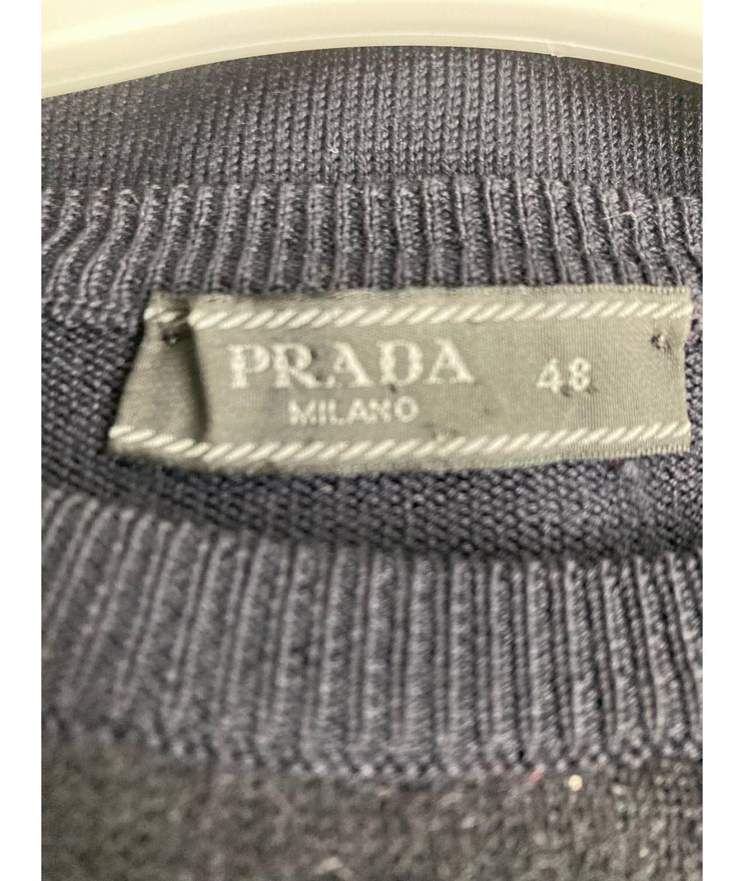 PRADA Темно-синий шерстяной джемпер / свитер, фото 3