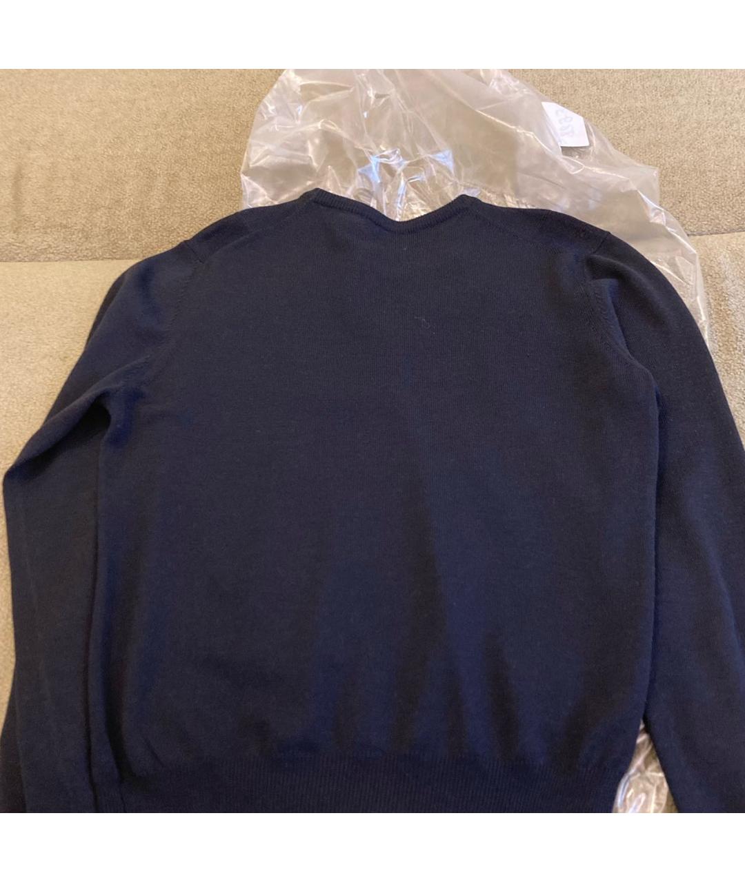 PRADA Темно-синий шерстяной джемпер / свитер, фото 8