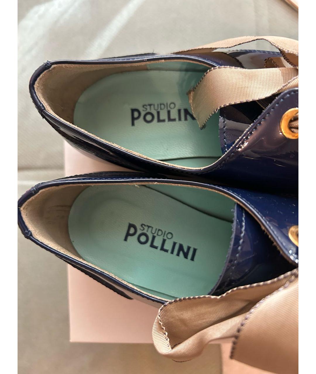 POLLINI Темно-синие туфли из лакированной кожи, фото 7