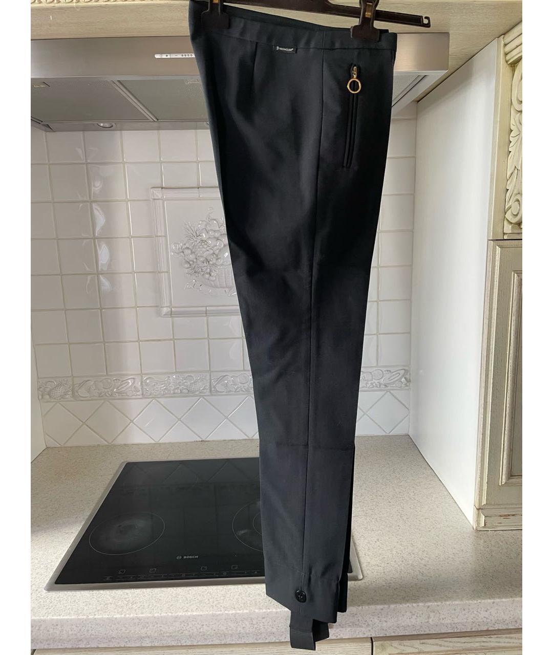 MONCLER Черные полиэстеровые брюки узкие, фото 6