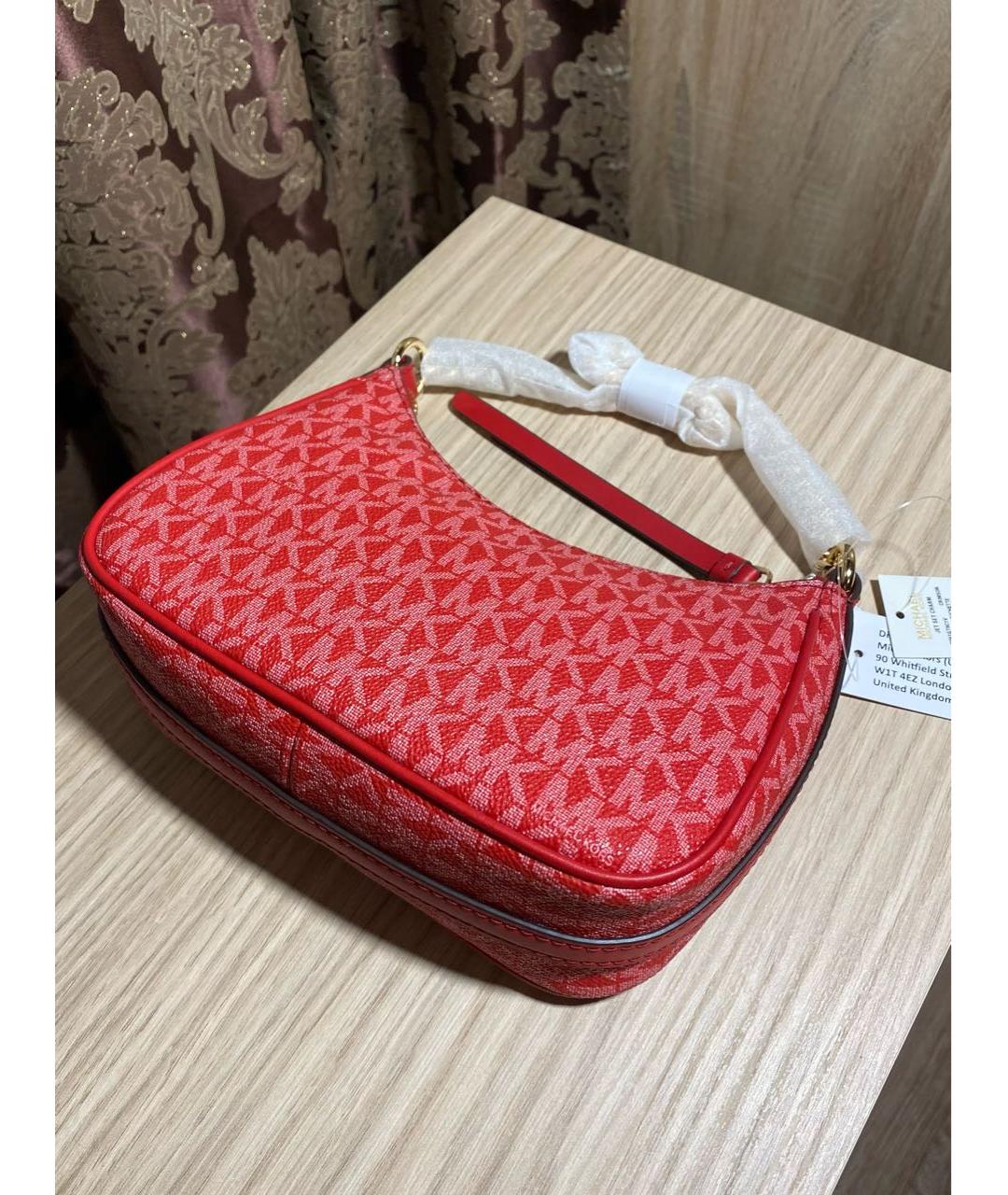 MICHAEL KORS Красная сумка с короткими ручками из искусственной кожи, фото 4