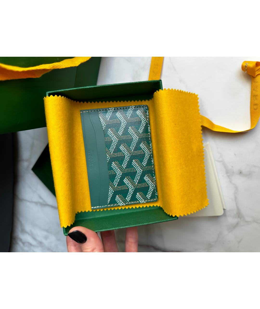 GOYARD Зеленый кожаный кардхолдер, фото 3