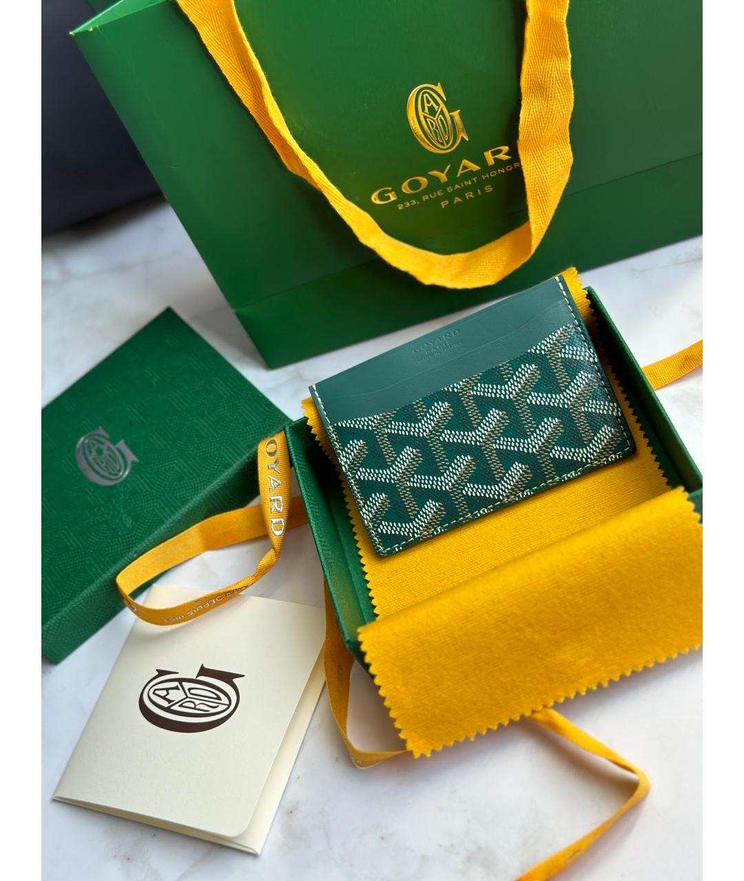 GOYARD Зеленый кожаный кардхолдер, фото 4