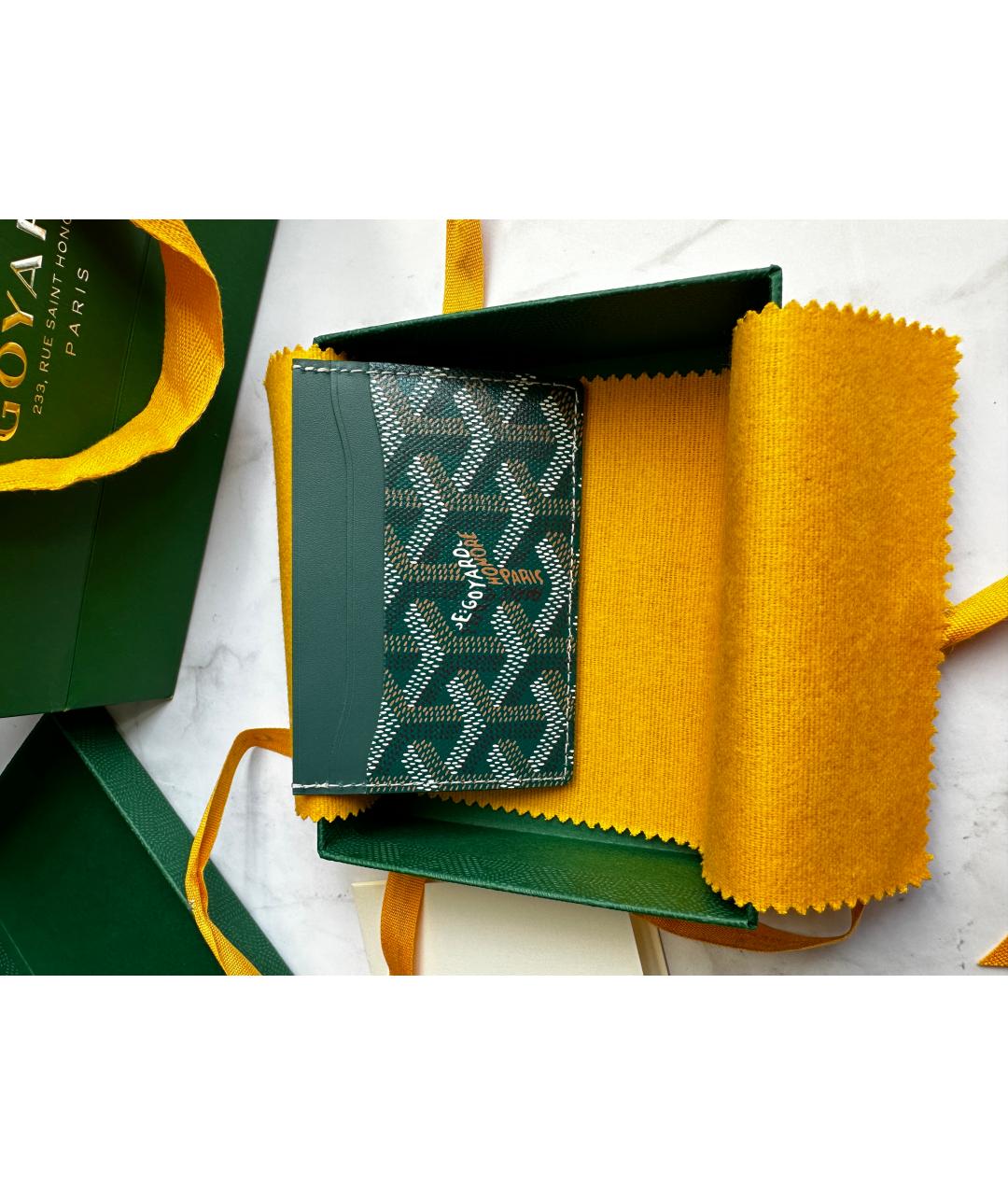 GOYARD Зеленый кожаный кардхолдер, фото 2