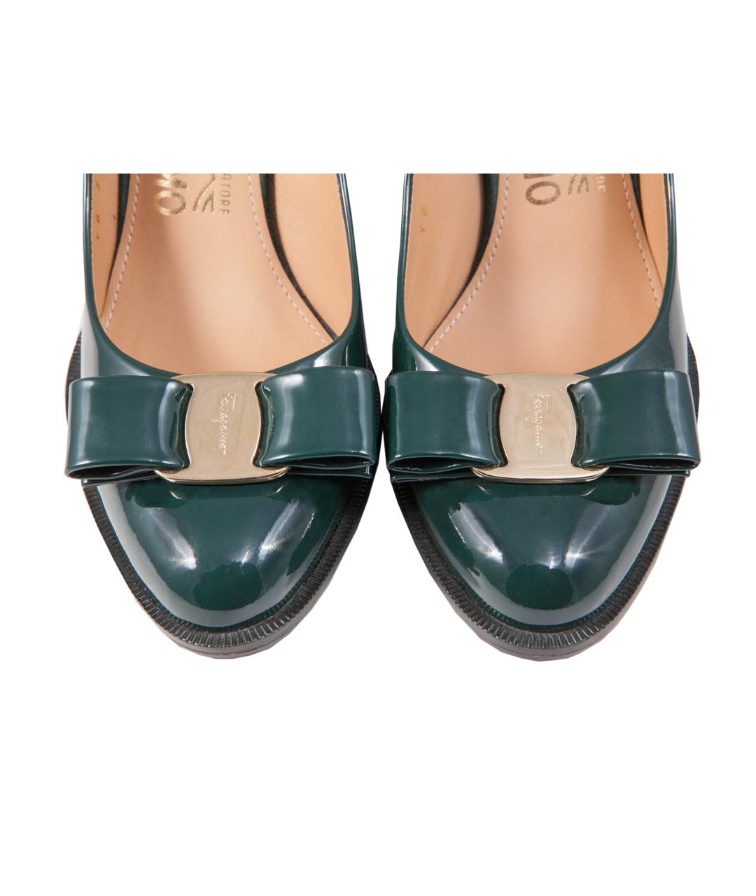 FERRAGAMO Зеленые кожаные туфли, фото 4