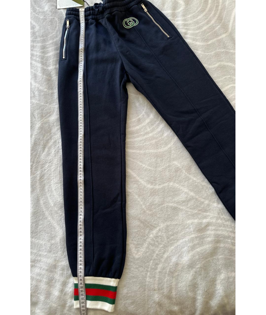 GUCCI Темно-синие хлопко-эластановые спортивные брюки и шорты, фото 4