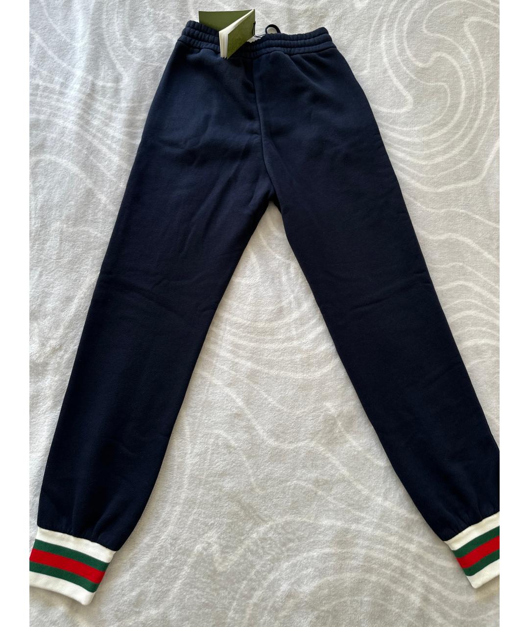 GUCCI Темно-синие хлопко-эластановые спортивные брюки и шорты, фото 3