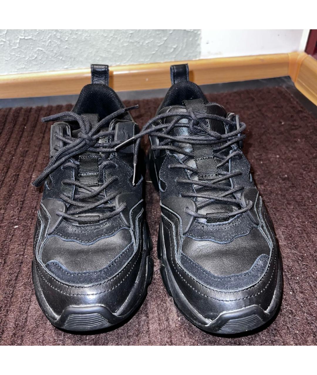 TOMMY HILFIGER Черные кожаные высокие кроссовки / кеды, фото 2