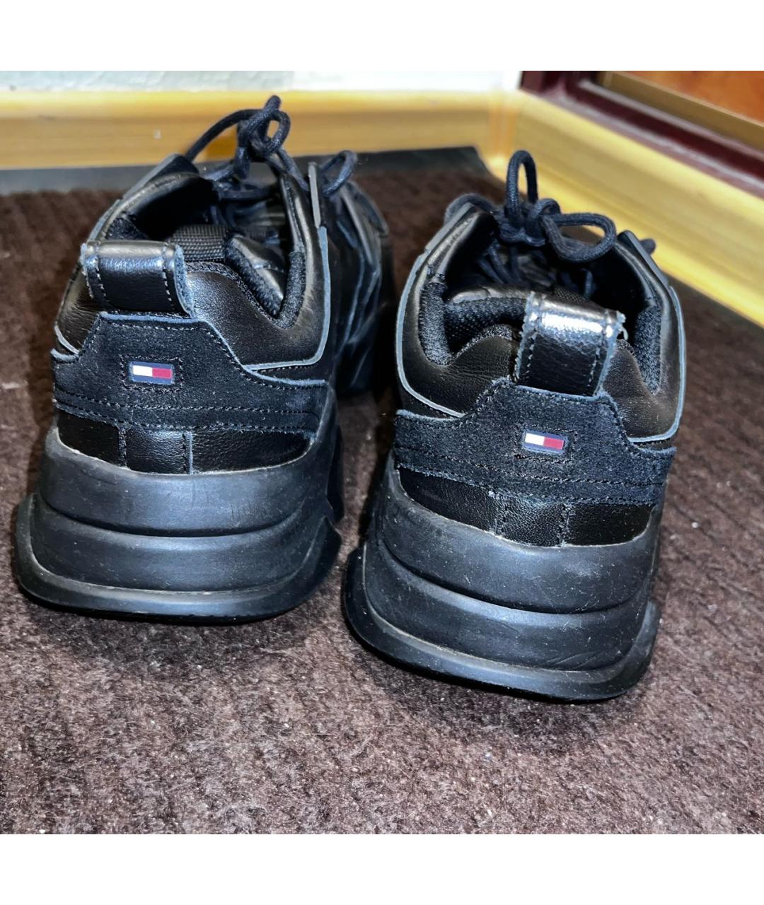 TOMMY HILFIGER Черные кожаные высокие кроссовки / кеды, фото 4