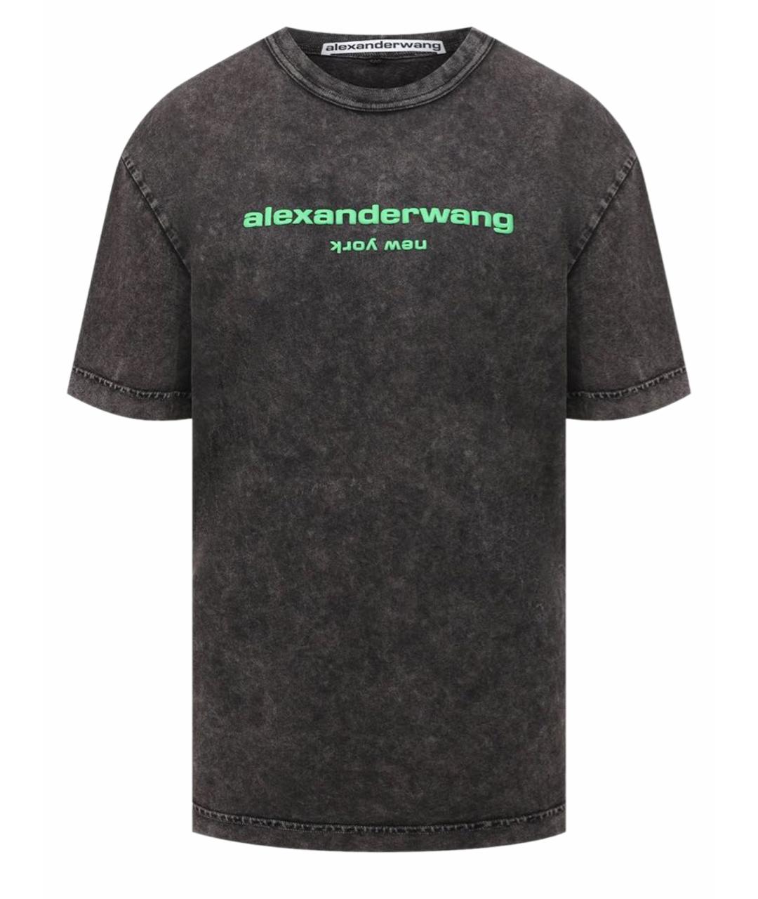 ALEXANDER WANG Антрацитовая хлопковая футболка, фото 1