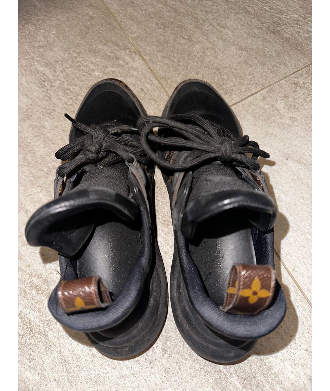 LOUIS VUITTON PRE-OWNED Коричневые кожаные кроссовки, фото 3