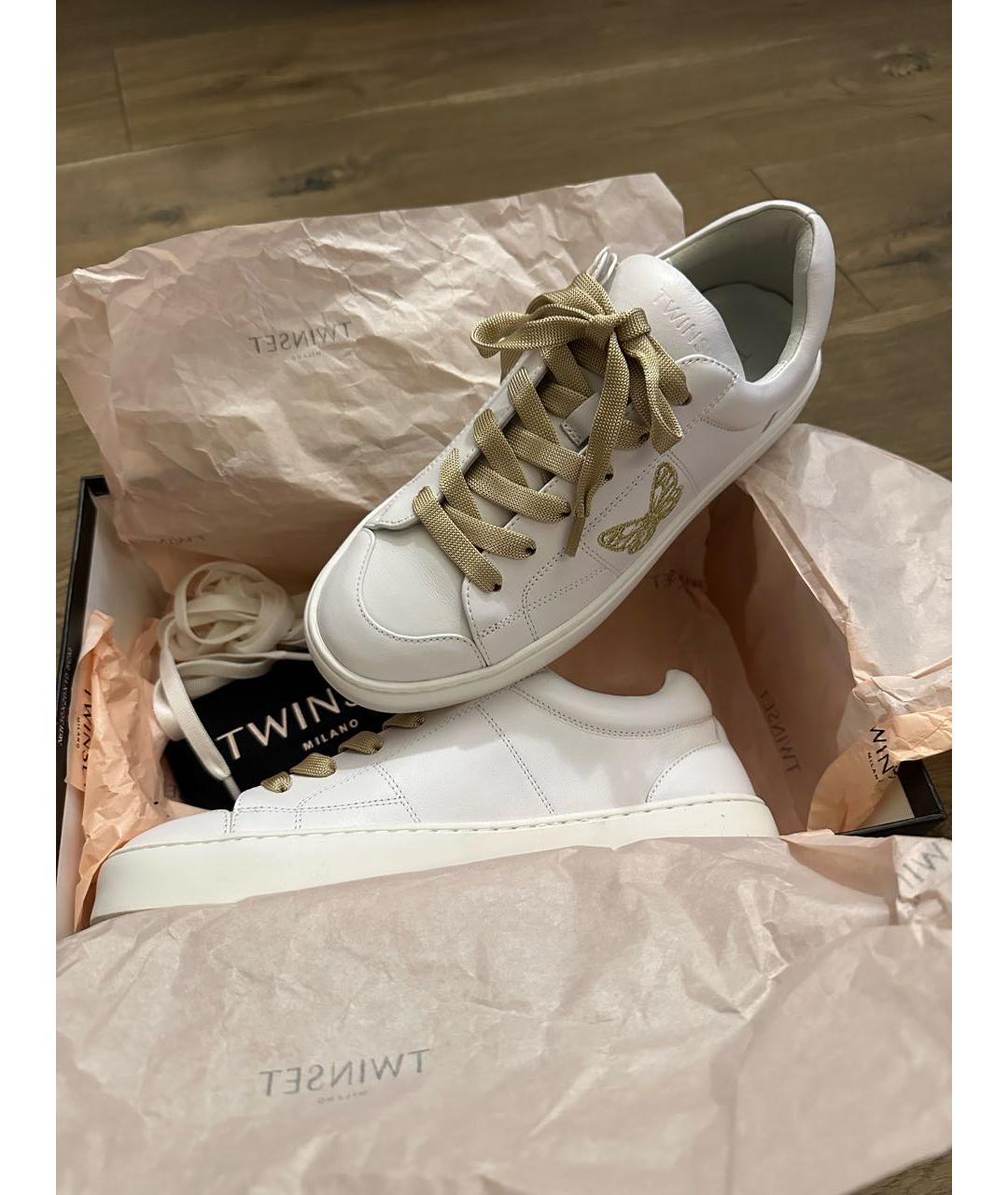 TWIN-SET Белые кожаные кеды, фото 5