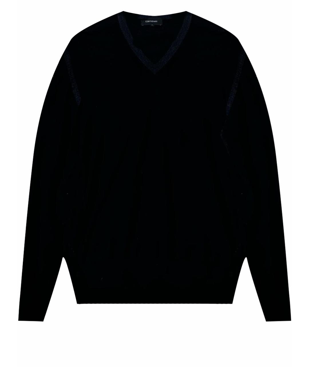 CORTIGIANI Черный шерстяной джемпер / свитер, фото 1
