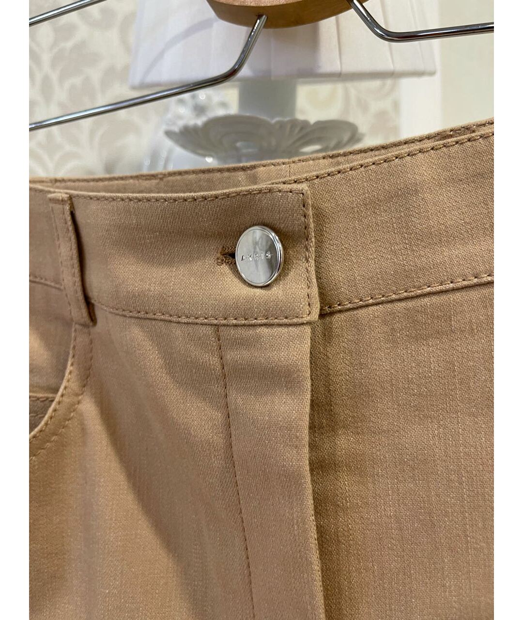 AKRIS Бежевые хлопко-эластановые брюки широкие, фото 8