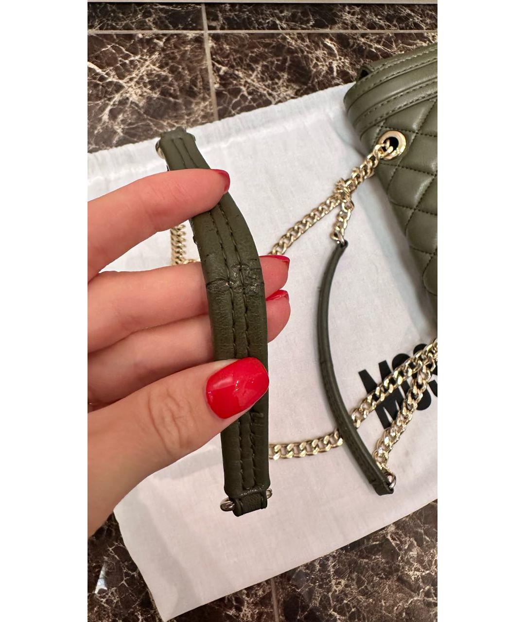 LOVE MOSCHINO Хаки сумка через плечо из искусственной кожи, фото 6