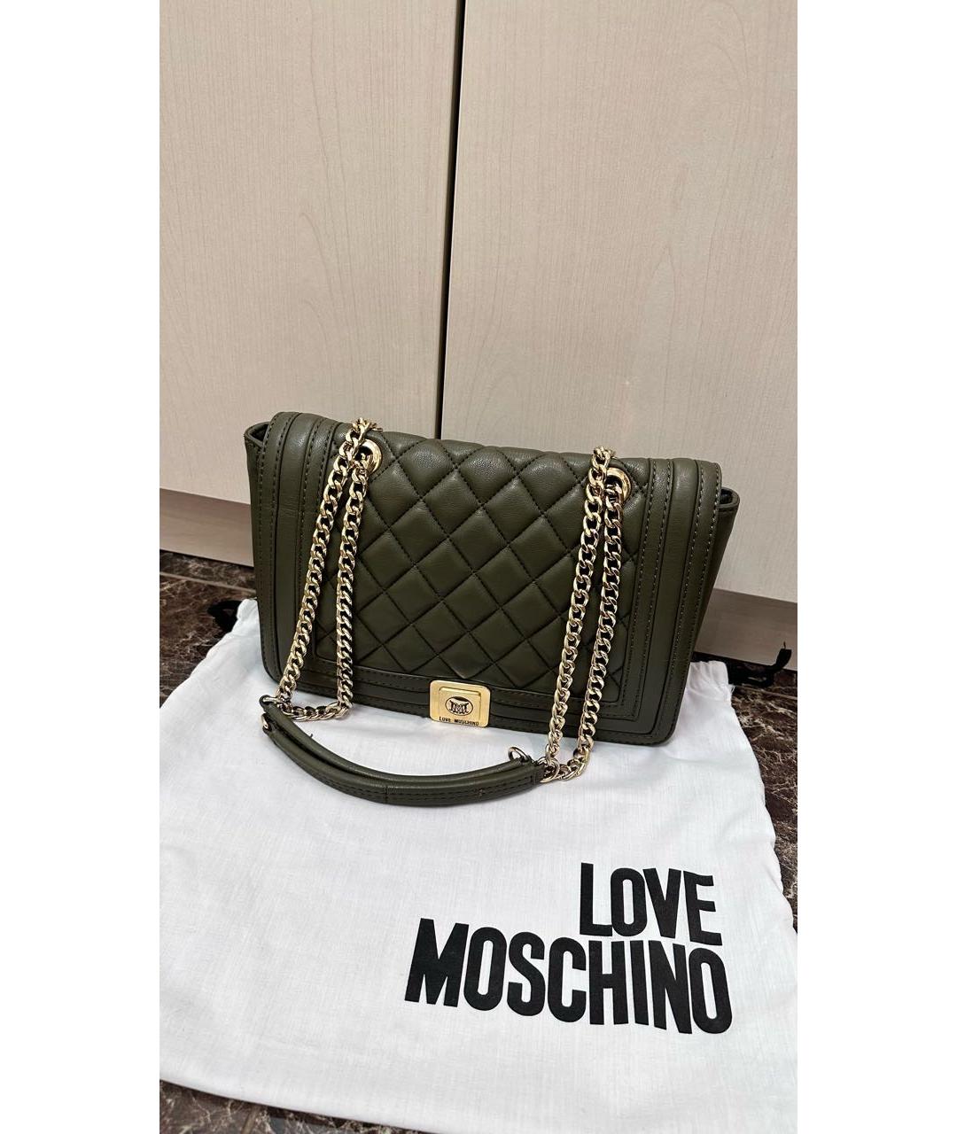LOVE MOSCHINO Хаки сумка через плечо из искусственной кожи, фото 7