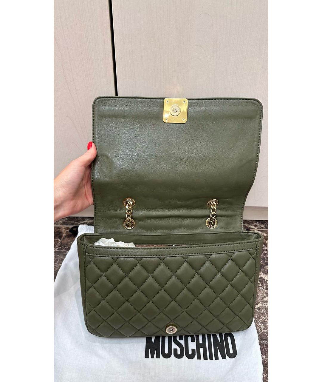 LOVE MOSCHINO Хаки сумка через плечо из искусственной кожи, фото 3