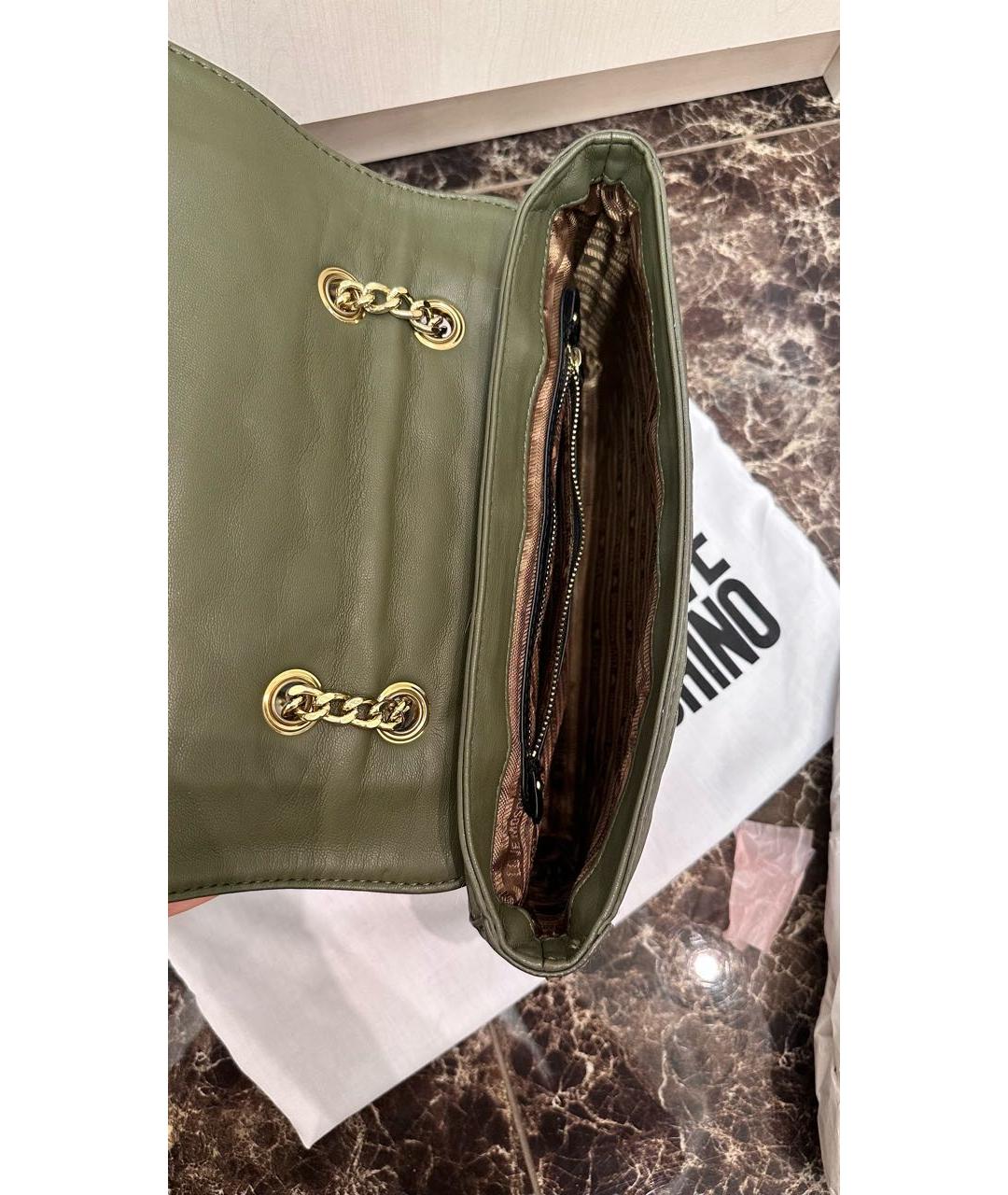 LOVE MOSCHINO Хаки сумка через плечо из искусственной кожи, фото 4