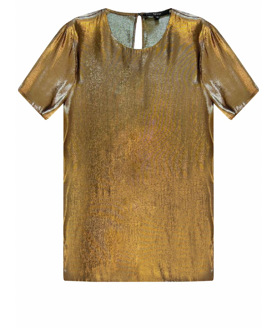 GUCCI Золотая шелковая блузы, фото 1