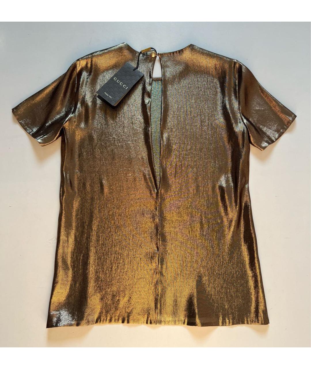 GUCCI Золотая шелковая блузы, фото 2