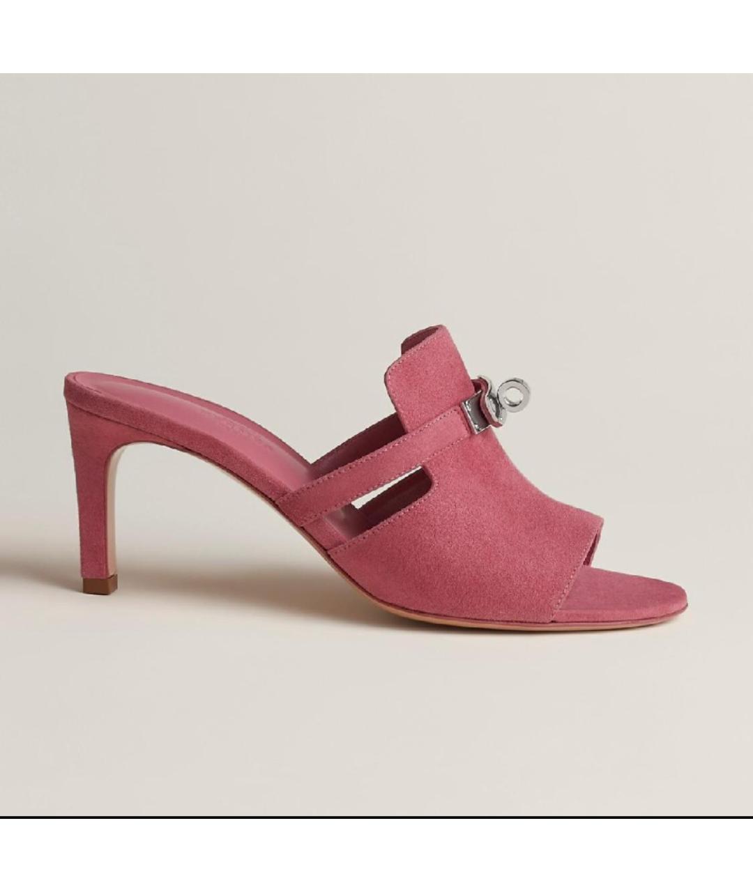 HERMES Розовые замшевые босоножки, фото 5