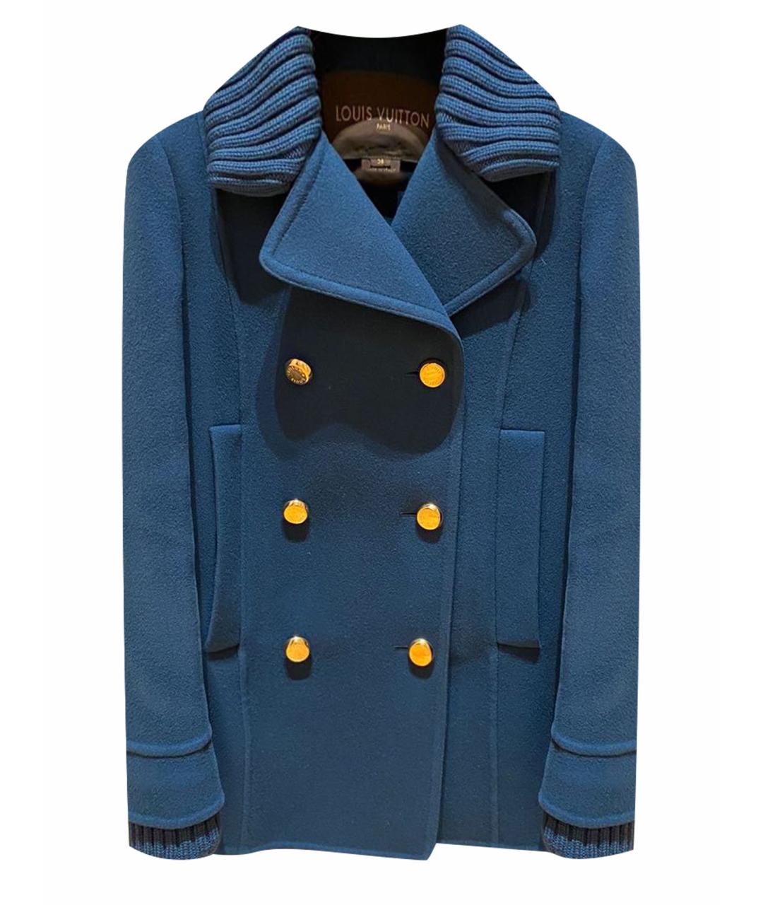 LOUIS VUITTON Синее шерстяное пальто, фото 1