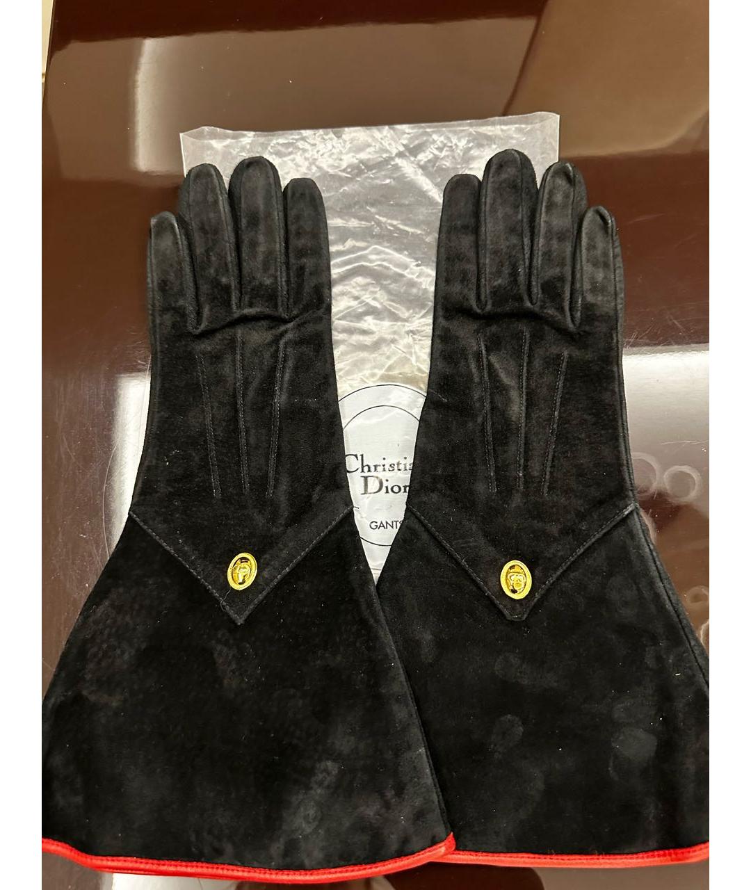CHRISTIAN DIOR Черные перчатки, фото 5