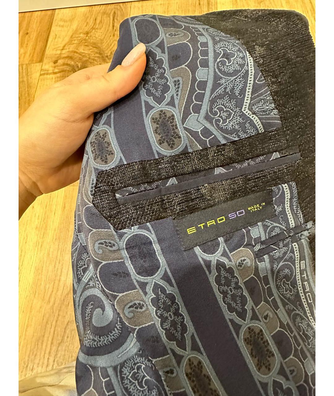 ETRO Темно-синий шерстяной пиджак, фото 6