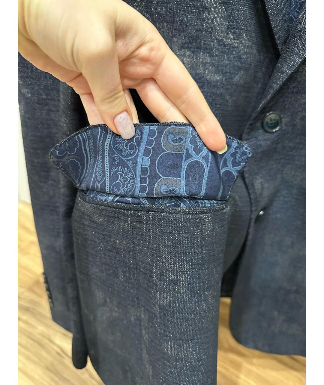 ETRO Темно-синий шерстяной пиджак, фото 8