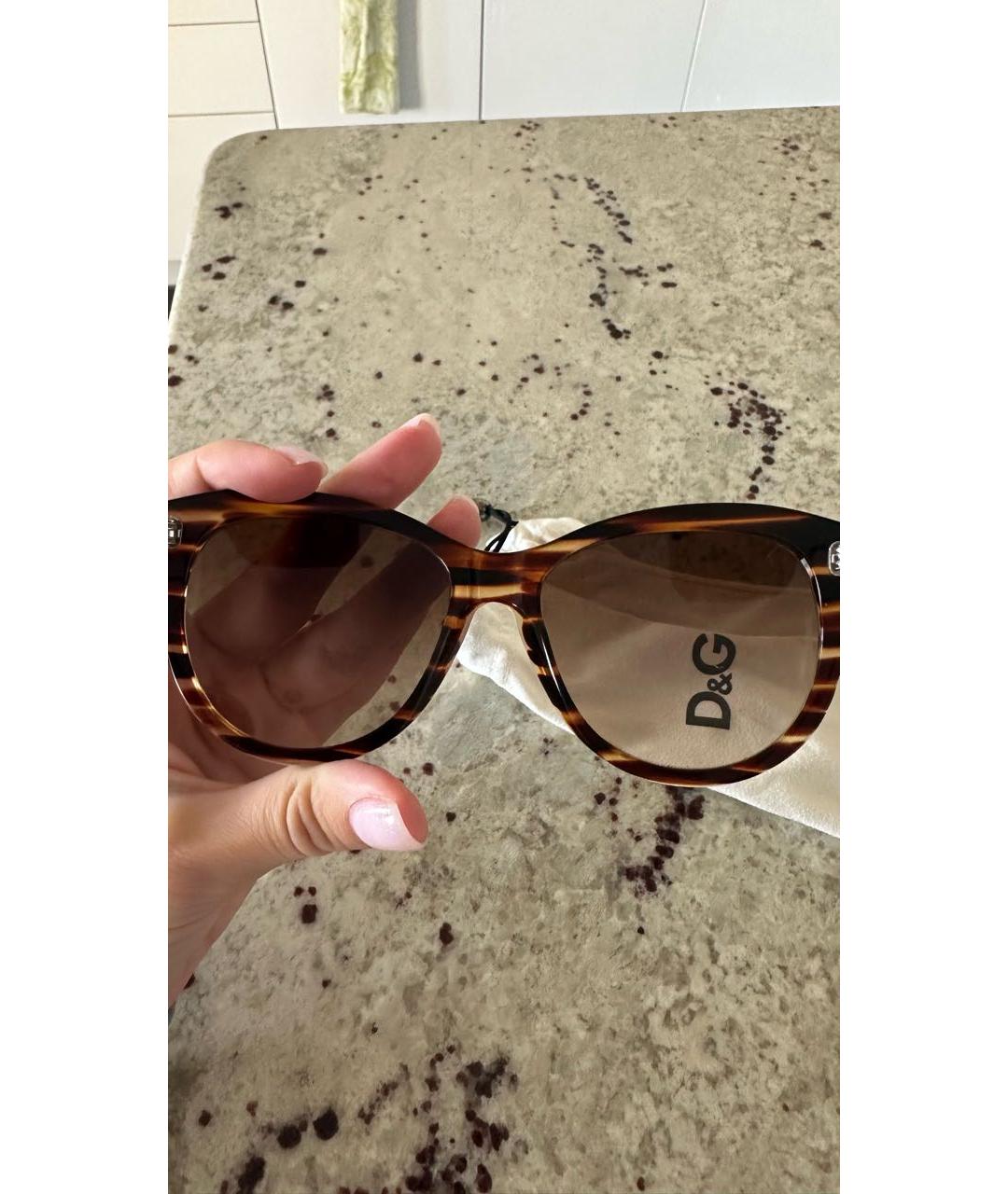 DOLCE&GABBANA Коричневые пластиковые солнцезащитные очки, фото 2