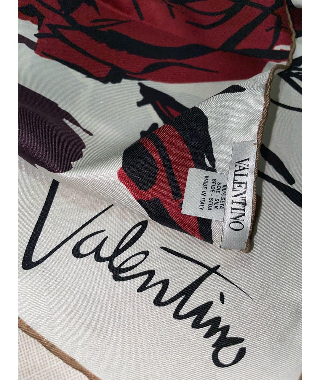 VALENTINO Бордовый шелковый платок, фото 5