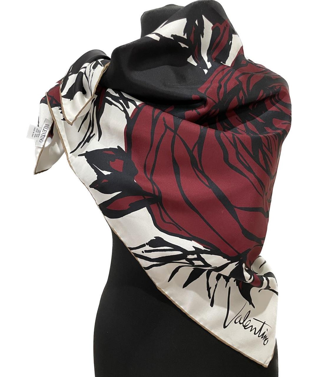 VALENTINO Бордовый шелковый платок, фото 6