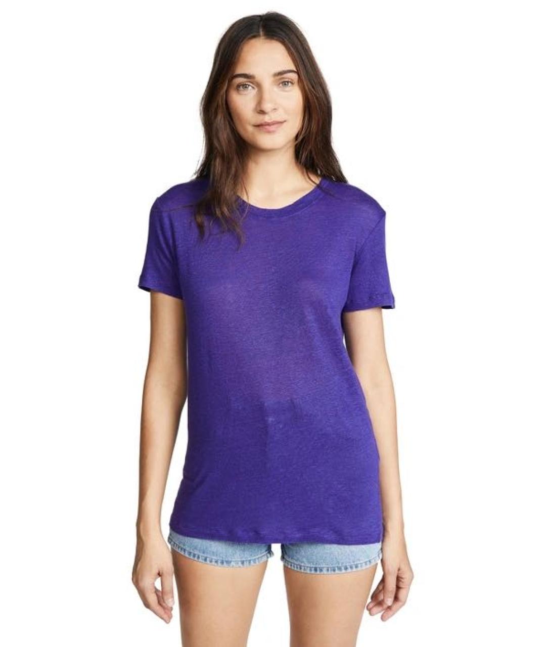 IRO Фиолетовая льняная футболка, фото 2