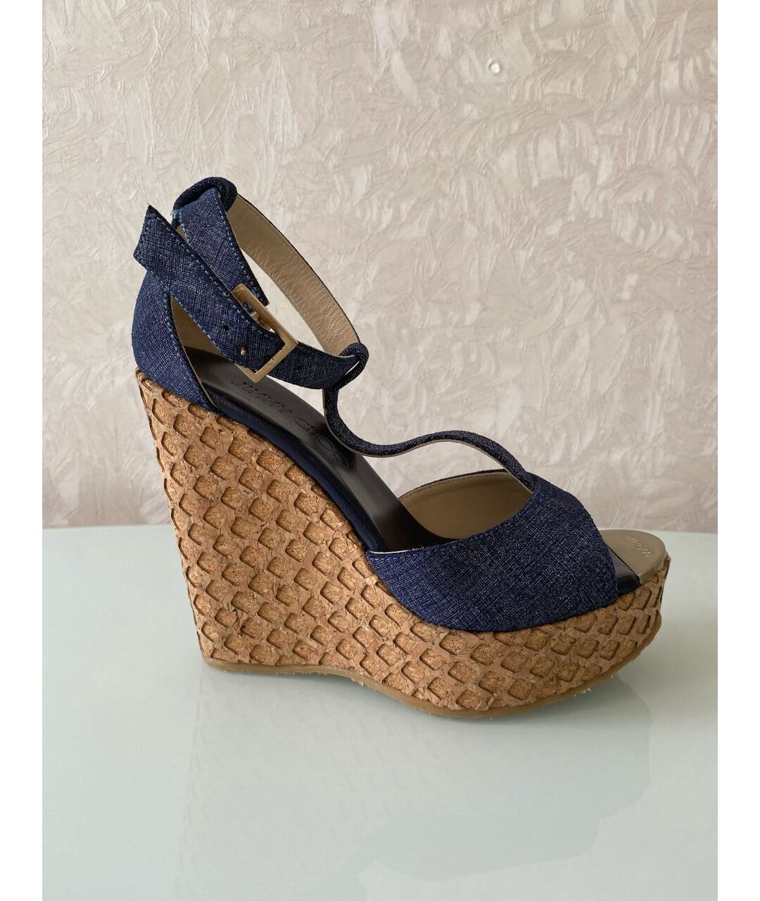 JIMMY CHOO Синие текстильные босоножки, фото 8