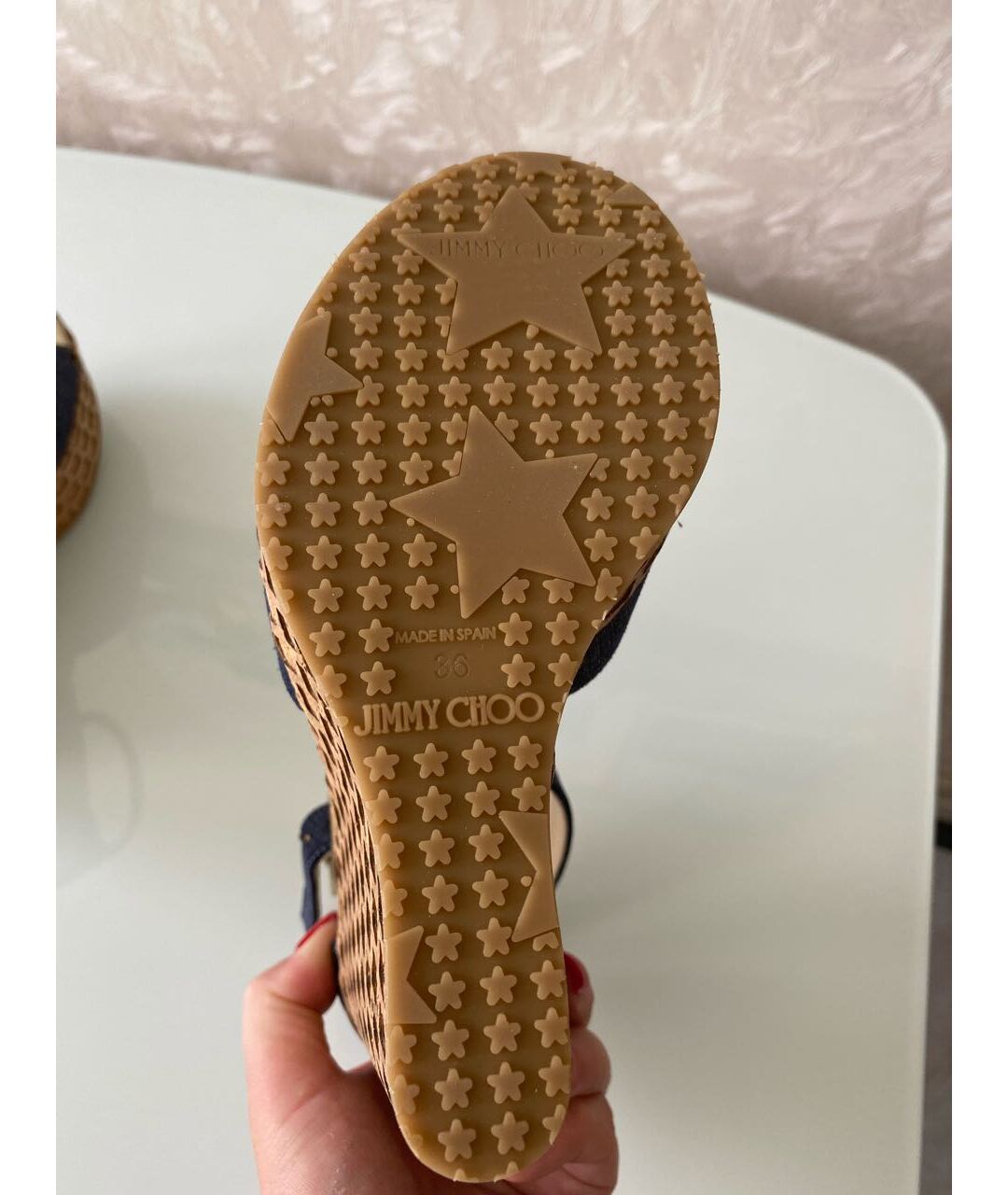 JIMMY CHOO Синие текстильные босоножки, фото 4
