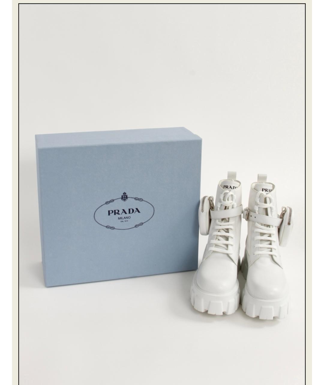PRADA Белые кожаные ботинки, фото 2