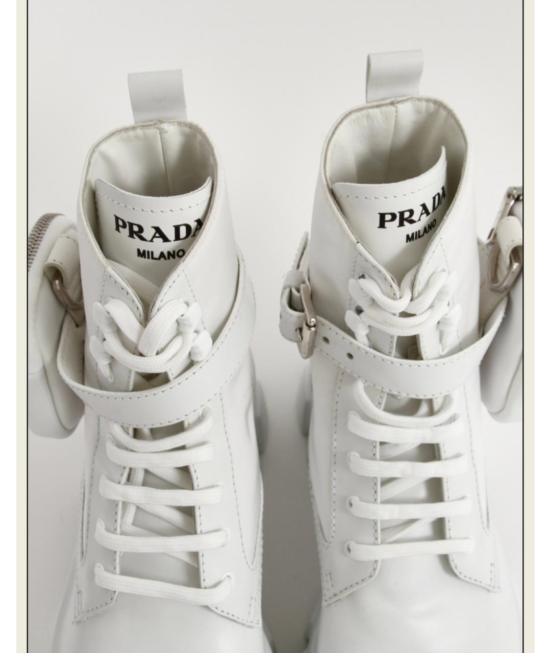 PRADA Белые кожаные ботинки, фото 3