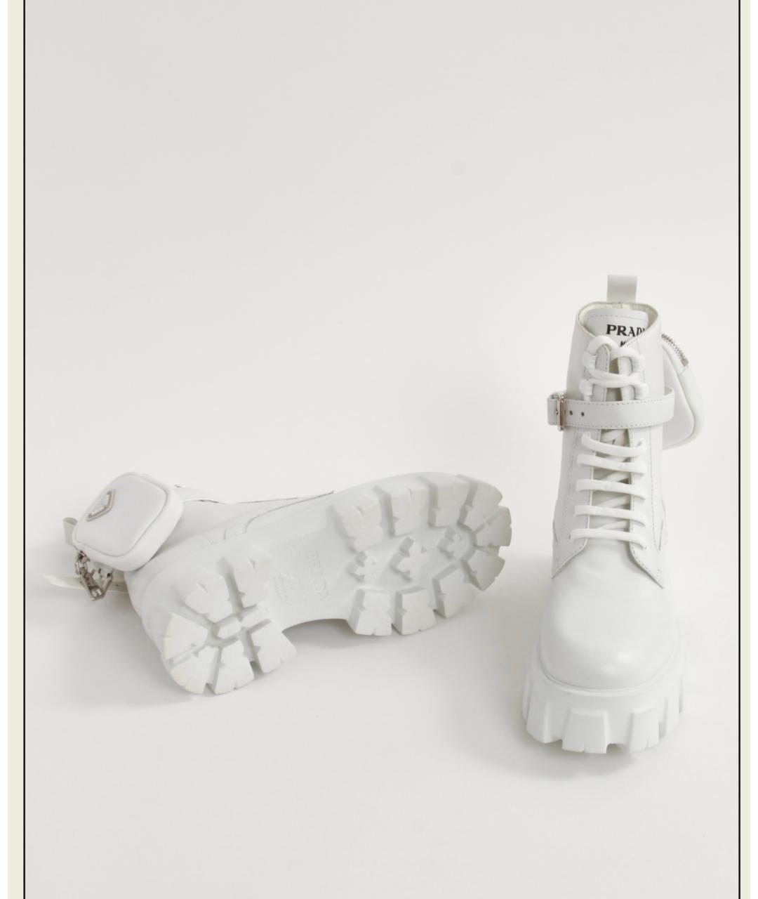 PRADA Белые кожаные ботинки, фото 5