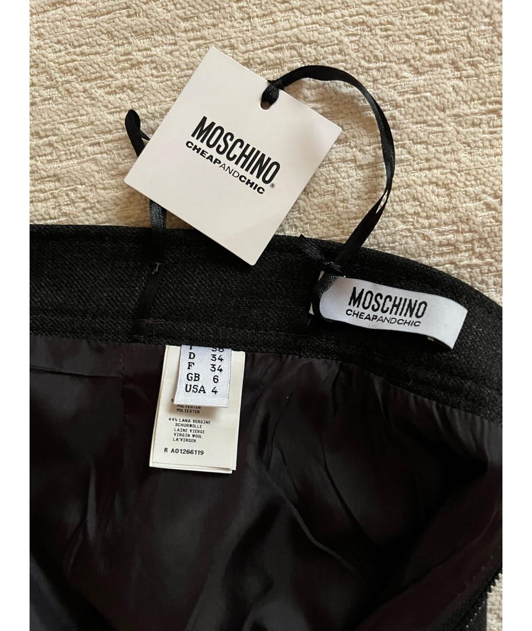 MOSCHINO Антрацитовая юбка миди, фото 5