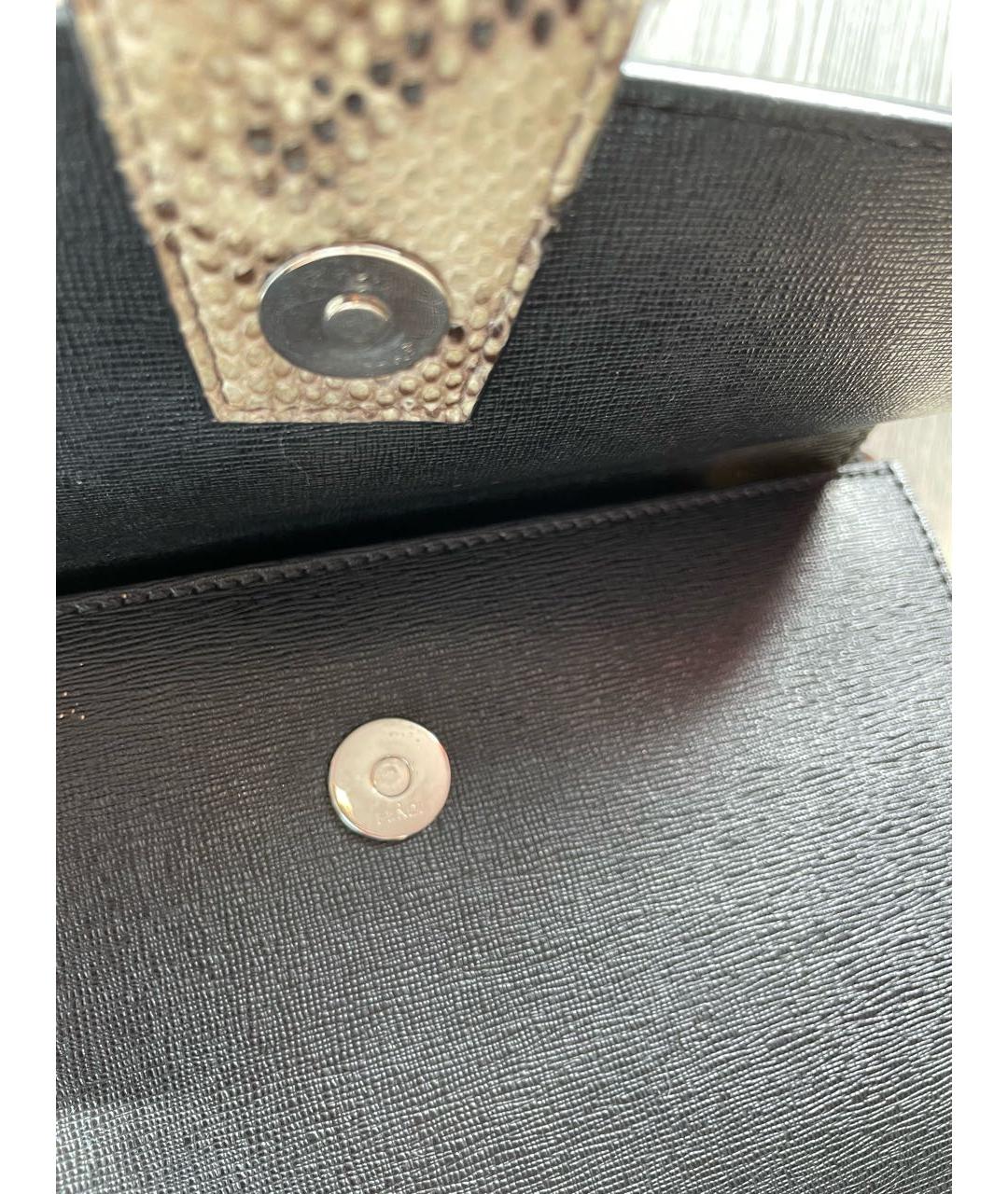 FENDI Черная кожаная сумка с короткими ручками, фото 7