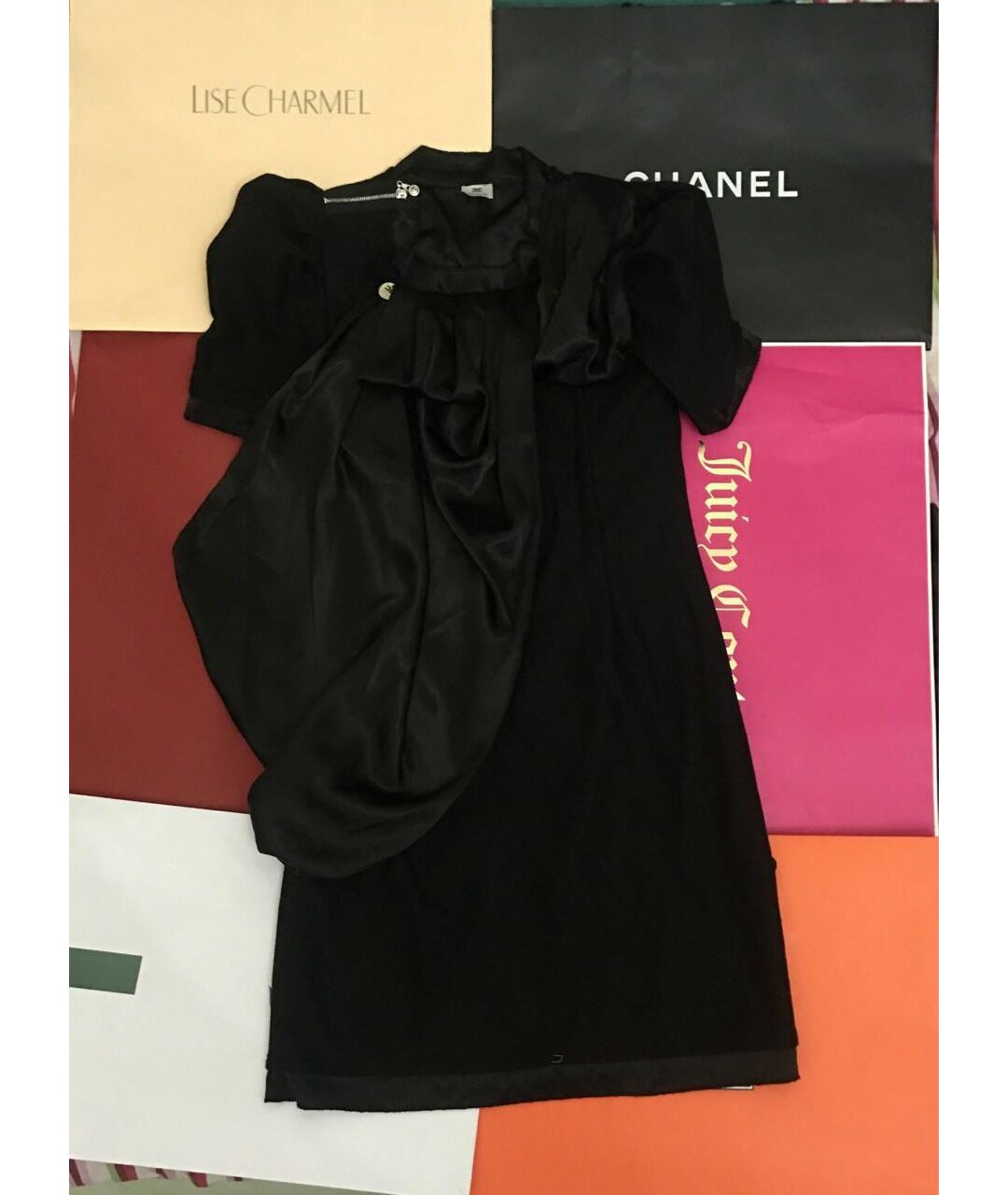 ELISABETTA FRANCHI Черное шерстяное повседневное платье, фото 4