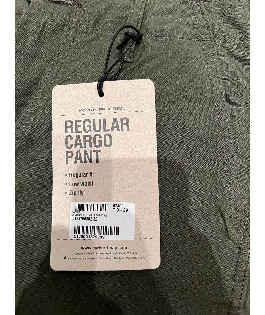 CARHARTT WIP Хаки хлопковые повседневные брюки, фото 5