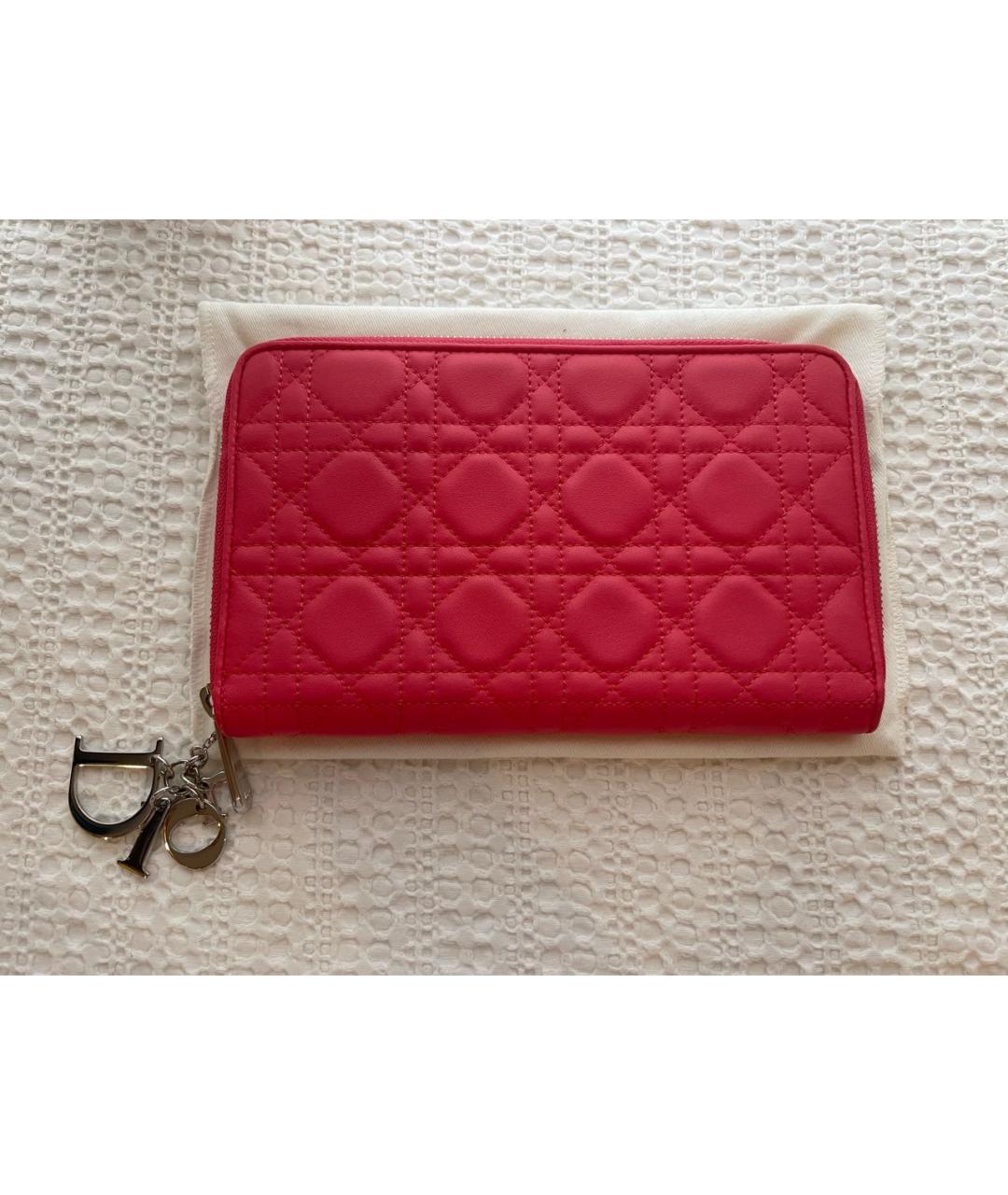 CHRISTIAN DIOR Коралловый кожаный кошелек, фото 2