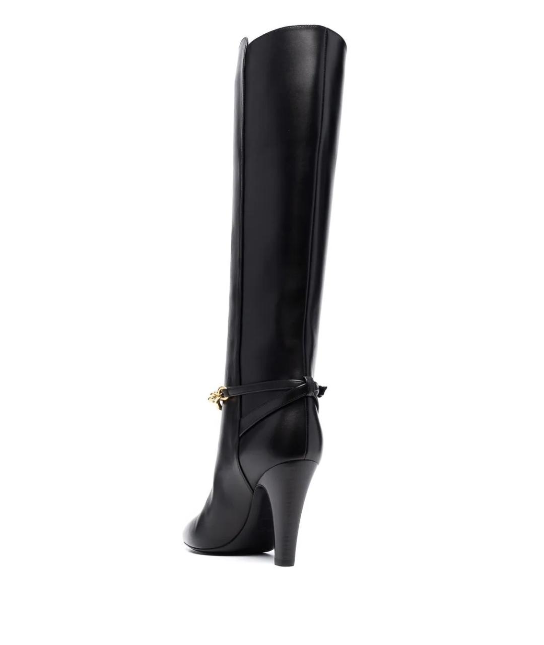 SAINT LAURENT Черные кожаные сапоги, фото 2