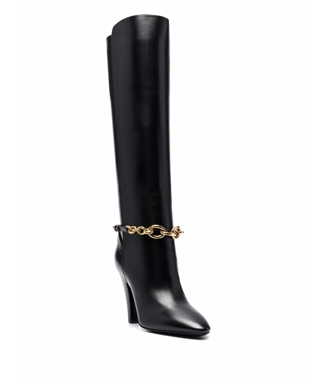 SAINT LAURENT Черные кожаные сапоги, фото 3
