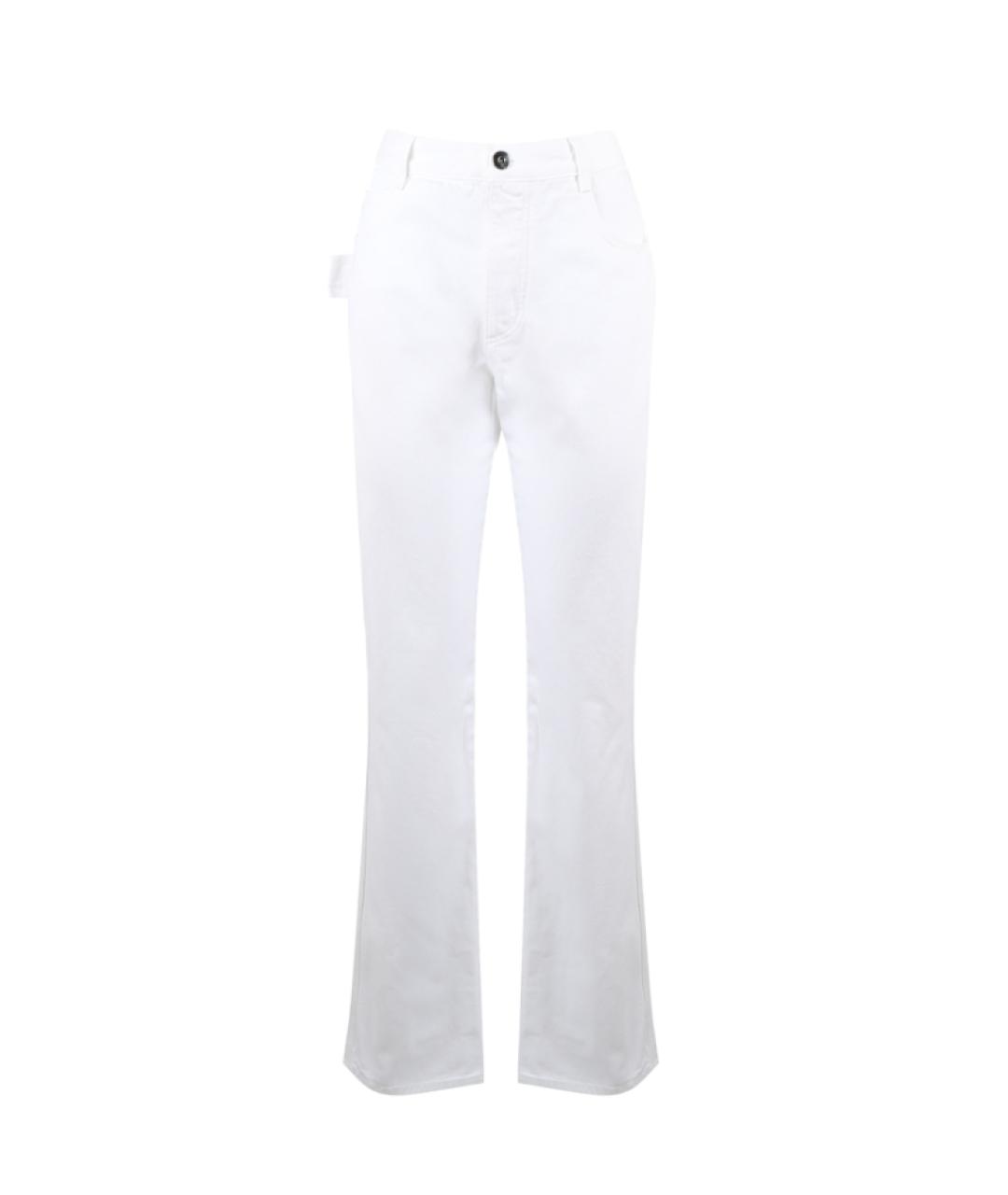 BOTTEGA VENETA Белые хлопковые прямые брюки, фото 1